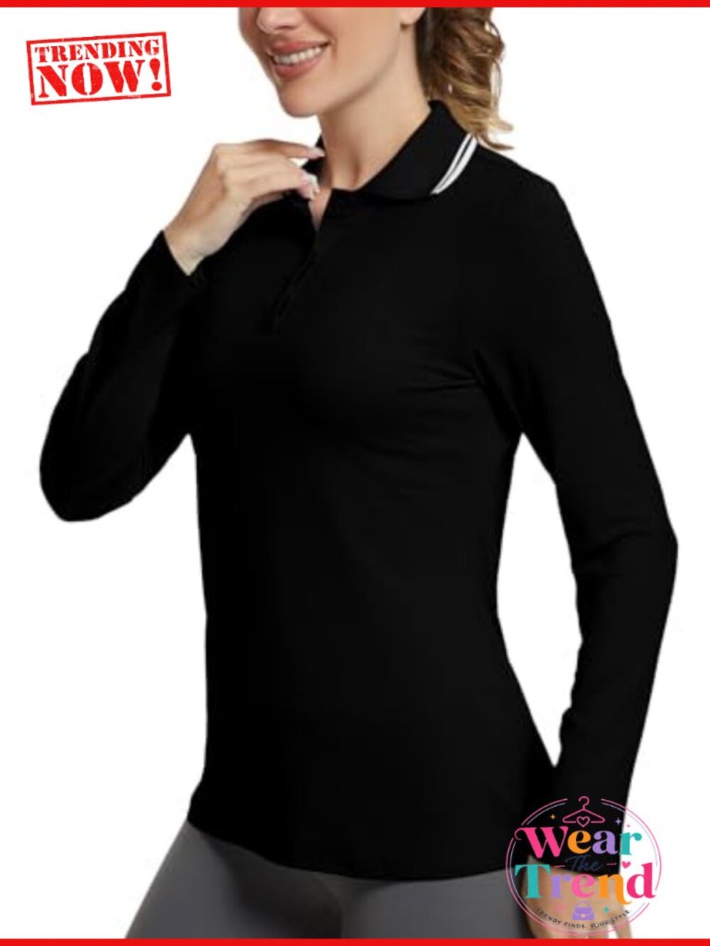 Women's Long Sleeve Golf Polo Shirt UPF 50+ Quick Dry Activewear Tennis Top